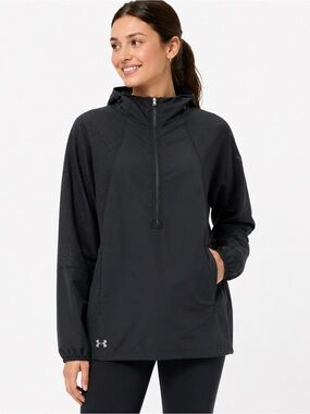 Under Armour HeatGear Pullover Jacket Medium Black 1/2 Zip Athletic Hoodie